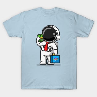 Cute Astronaut Employee With Salary Cartoon T-Shirt